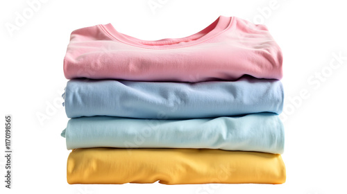 Wallpaper Mural Soft pastel t-shirts neatly stacked, a visual delight!  Perfect for spring or summer.  Shop now!, cut out Torontodigital.ca