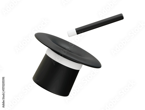 magician hat 3D vector icon illustration element