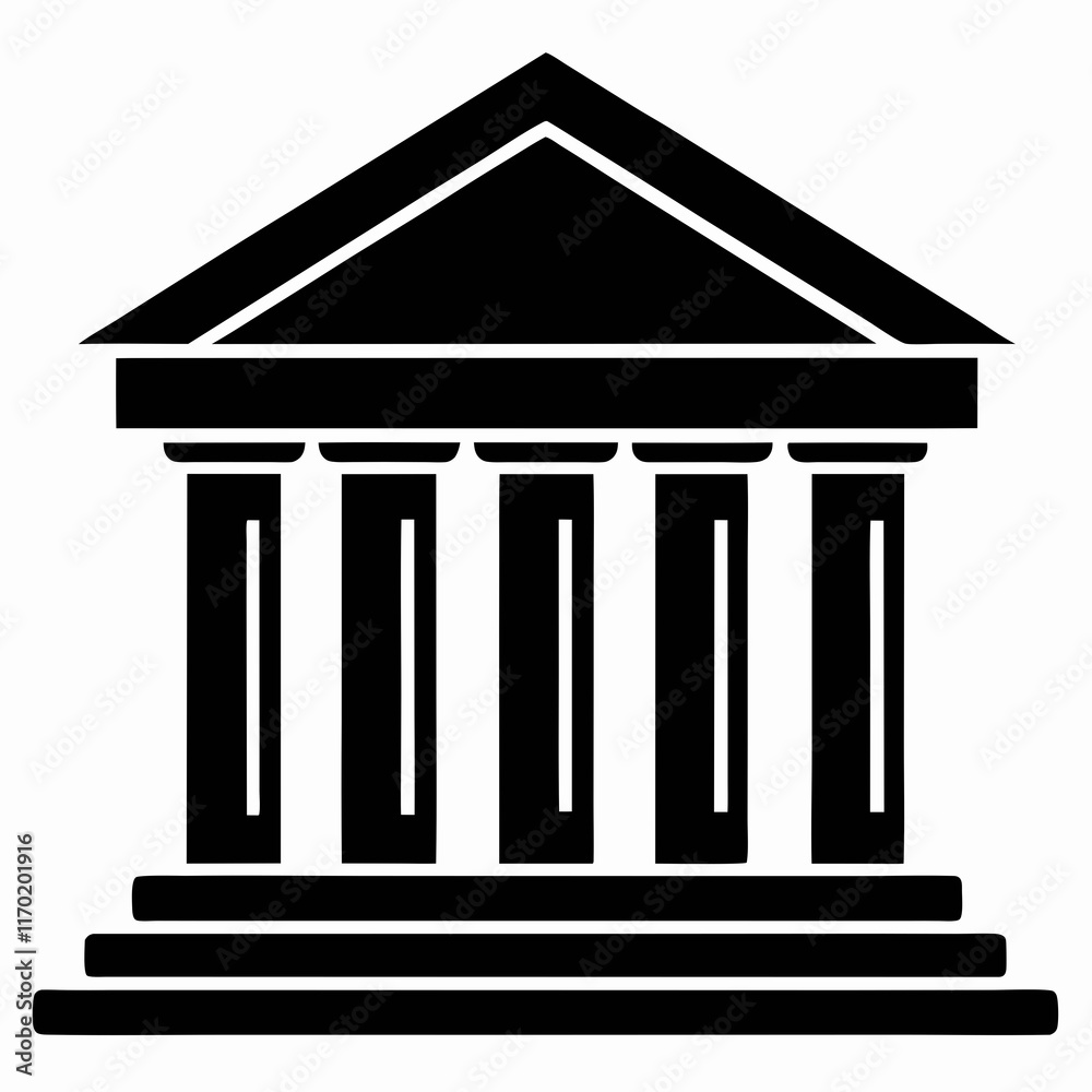 Bank Building Silhouette Vector Art Bank Building Silhouette Vector Art