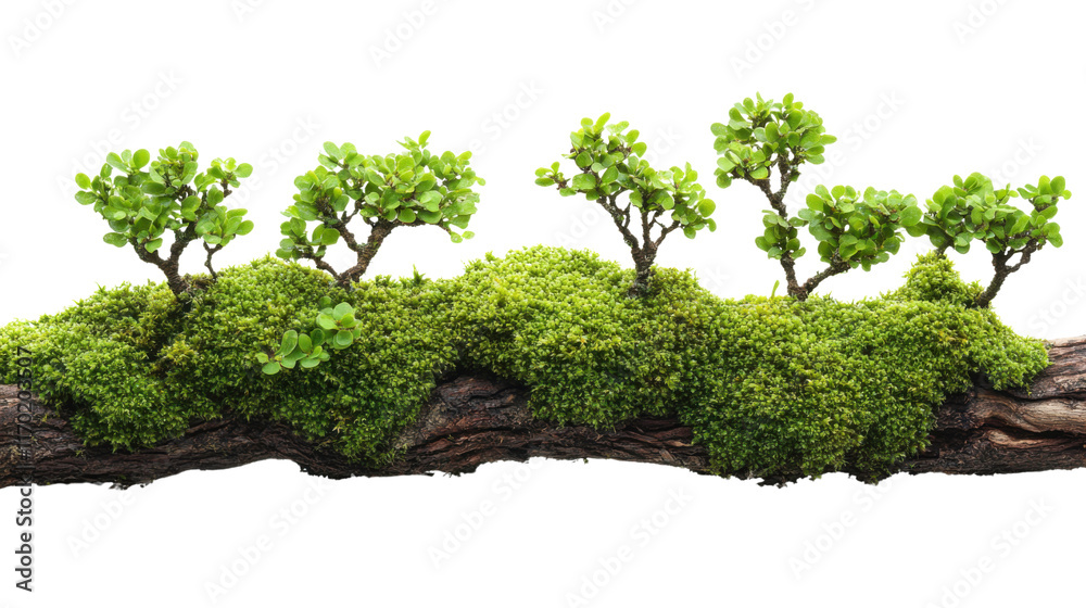green moss on branch isolated on white background green moss on branch isolated on white background