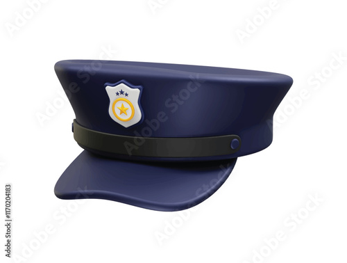 police cap icon 3d vector render illustration