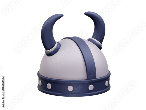 Viking helmet horned helm icon illustration 3d