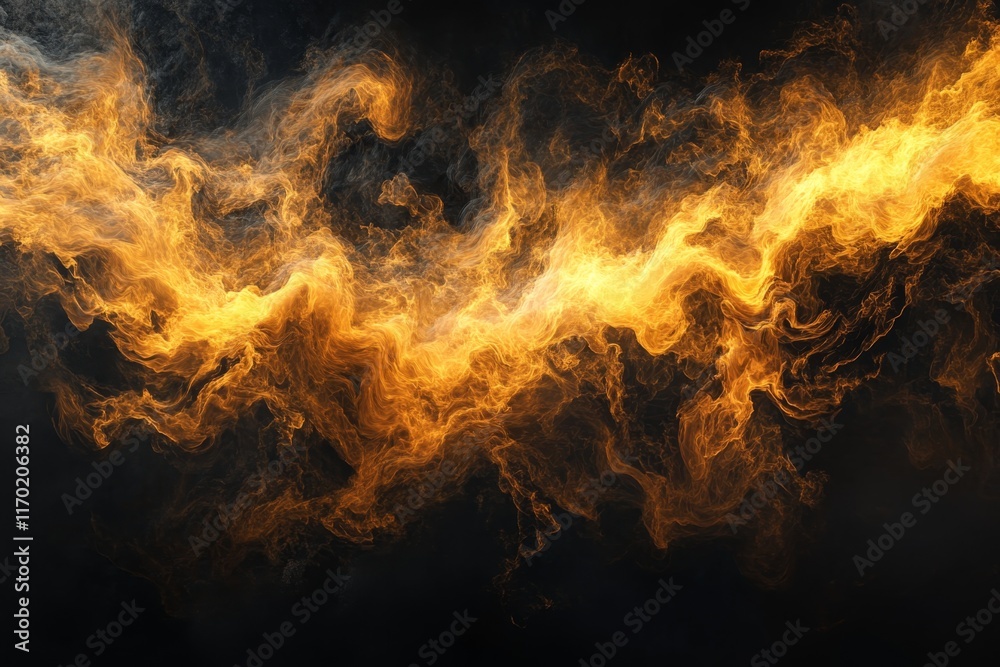 Abstract fiery orange and grey smoke wave on black background. Abstract fiery orange and grey smoke wave on black background.