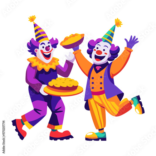 A flat illustration of funny clown performance 

