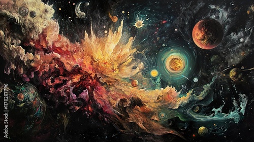 Cosmic Abstract: A vibrant exploration of nebulae and celestial wonders photo