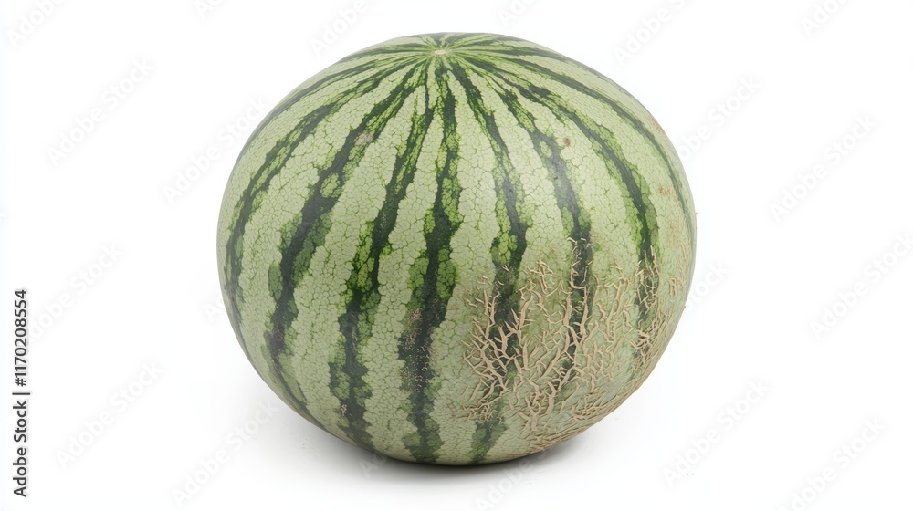 Ripe striped watermelon isolated on white Ripe striped watermelon isolated on white