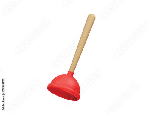 Plunger 3d vector icon illustration