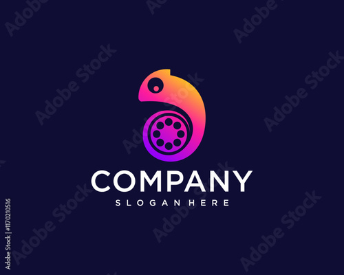 Movie logo and chameleon