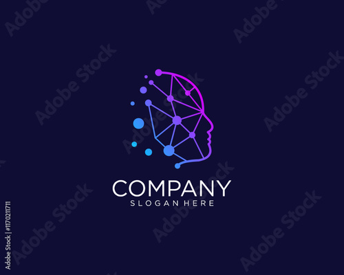 Obraz na plátně Human face technology logo