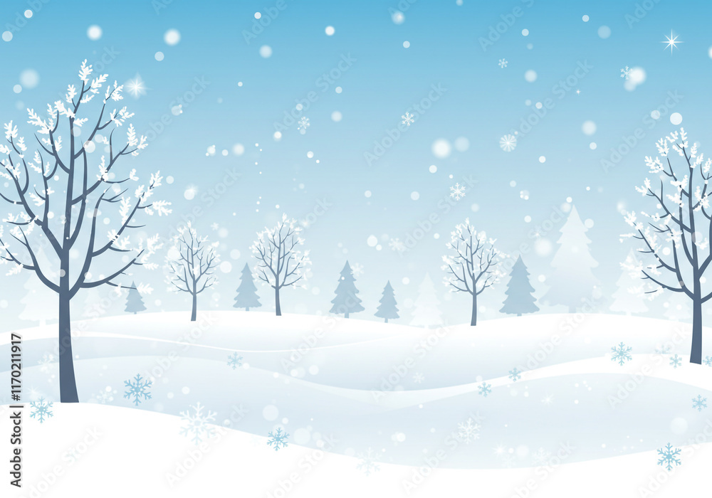 Fototapeta premium Winter Wonderland - A Serene Snowy Scene