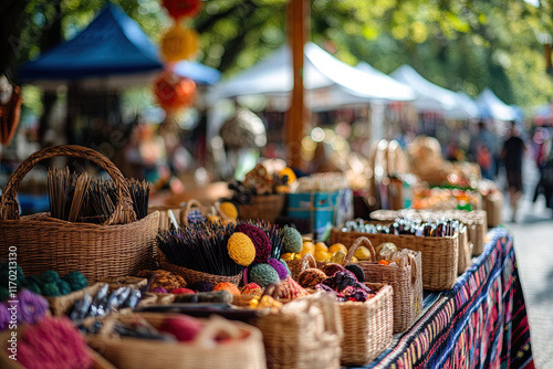 Open-air market with handmade goods in honor of the labor community photo