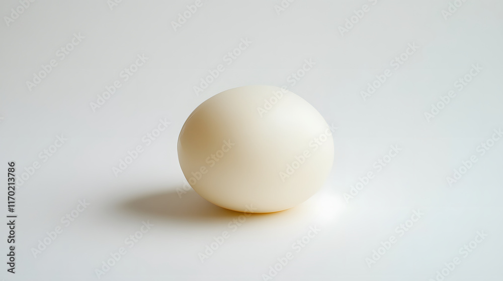A Pale Yellow Sphere Rests on White Background A Pale Yellow Sphere Rests on White Background