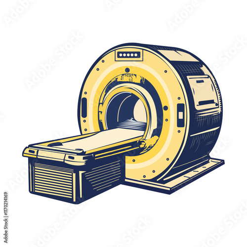 Ct scan machine illustration in vintage style
