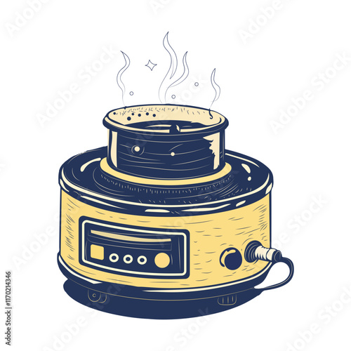Heating mantle illustration in vintage style