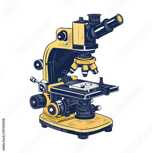 A vintage illustration of a lab microscope