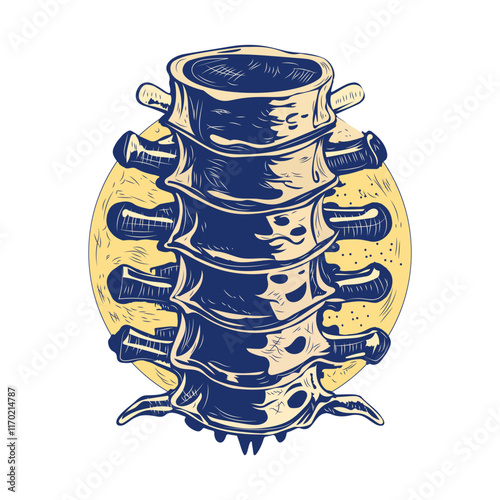 A vintage illustration of spinal disk