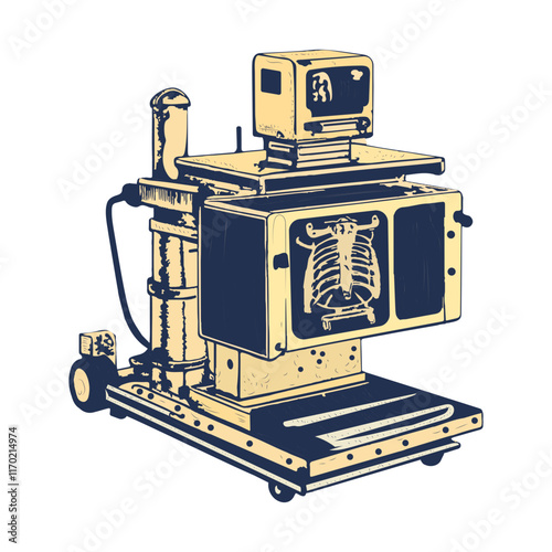 Xray machine illustration in vintage style