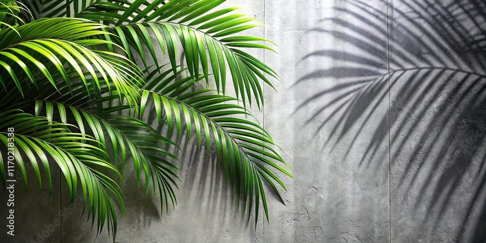 Obraz premium Palm Leaf Shadows on Concrete, Dramatic Light