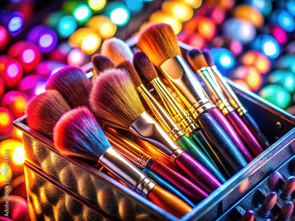 Fototapeta premium Makeup Brushes in a Box - High-Resolution Still Life