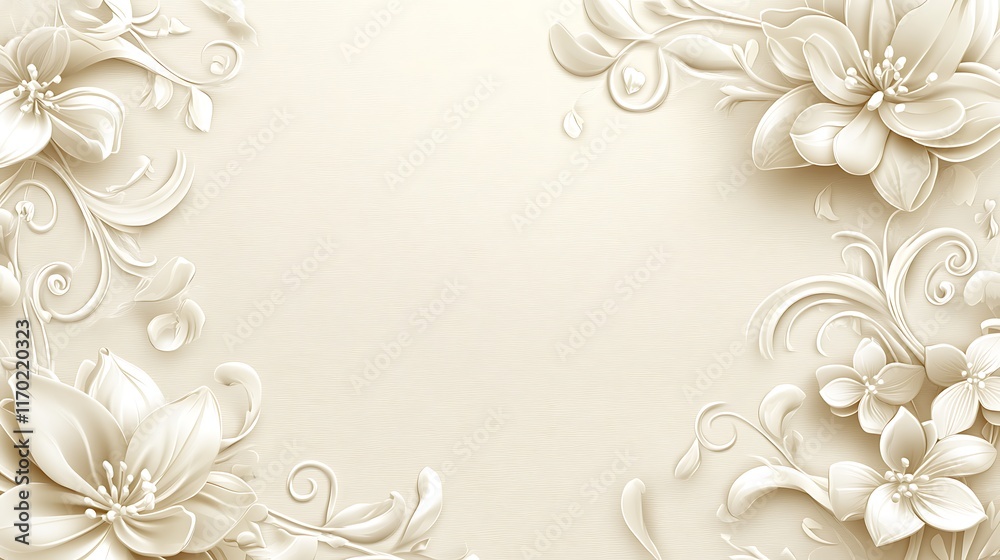 custom made wallpaper toronto digitalElegant Cream Floral Design Background Wallpaper
