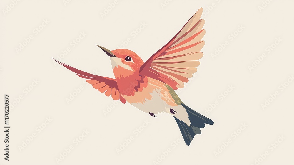 Fototapeta premium Colorful Bird in Flight with Delicate Wings and Elegant Feathers