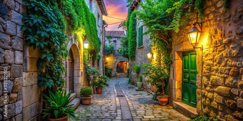Croatian Island Krk Old Town Street Passage May 2015,  Scenic European Street