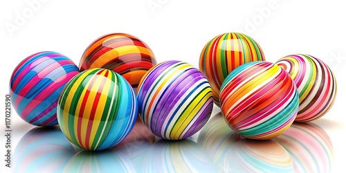 Colorful Striped Balls - Abstract Geometric Design