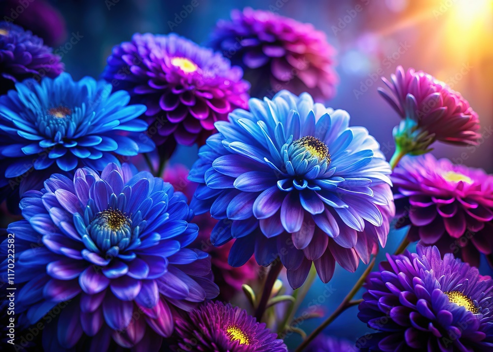 Blue Dark Flowers Vibrant Background AI Art Blue Dark Flowers Vibrant Background AI Art