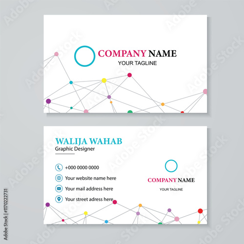 set of double sided business card, abstract lines aranged on white background  photo