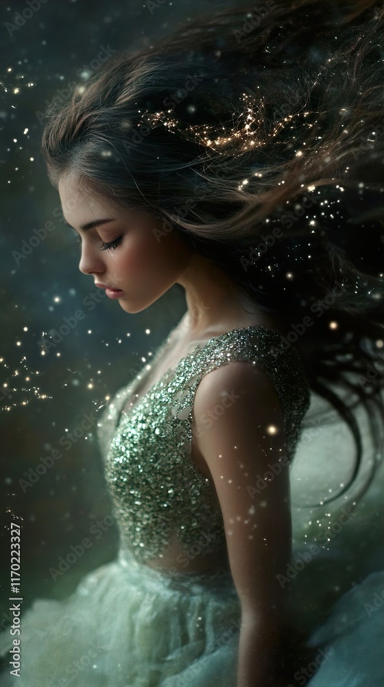Obraz premium Enchanted Woman: A Dreamy Fairytale Portrait