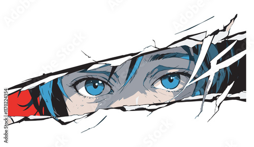 anime eyes textured illustration split frame anime eyes brushed