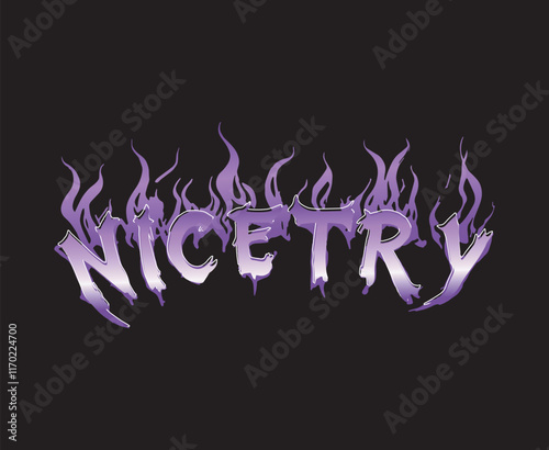NICE TRY text with purple flame effect graffiti text style