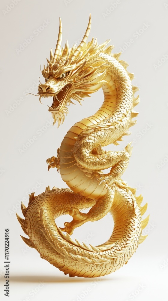 Fototapeta premium Shining Golden Dragon Design