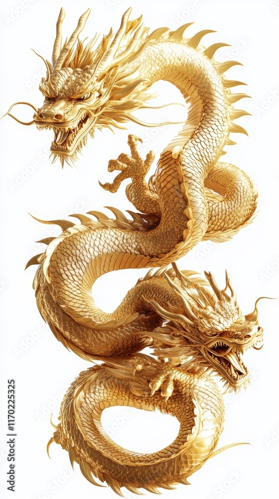 Fototapeta premium Shining Golden Dragon Design