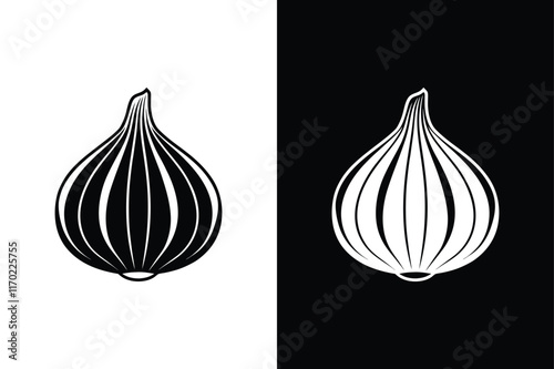 Isolated Garlic Silhouette. Sleek Black and White Icons for Creative Use