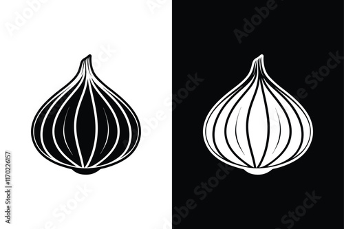 Simple Garlic Logo. Black & White Icon Collection for Unique Visuals photo