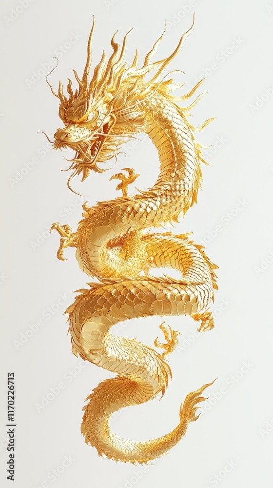 Fototapeta premium legant Golden Dragon Illlustration