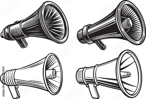 Big silhouette  Megaphone set vector