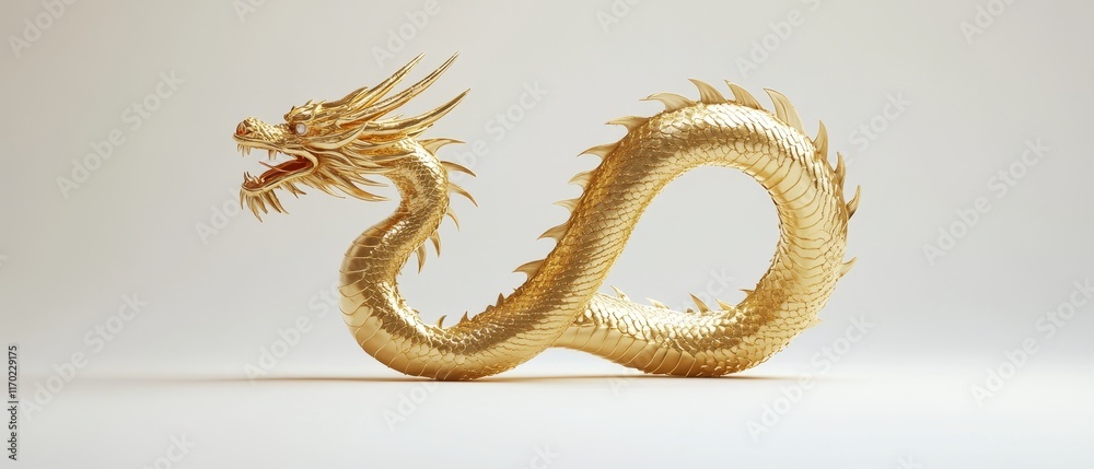 Fototapeta premium A golden dragon. on white background. dragon. golden dragon