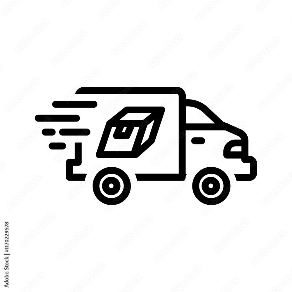 Vector black line icon for Fast shipping Vector black line icon for Fast shipping