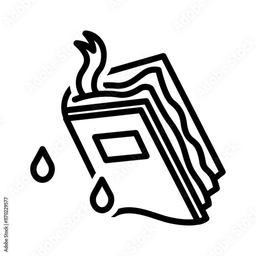 Vector black line icon for Damp book