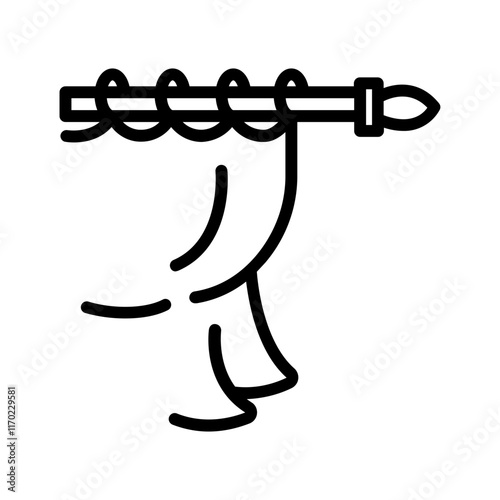 Vector black line icon for Drapery rod