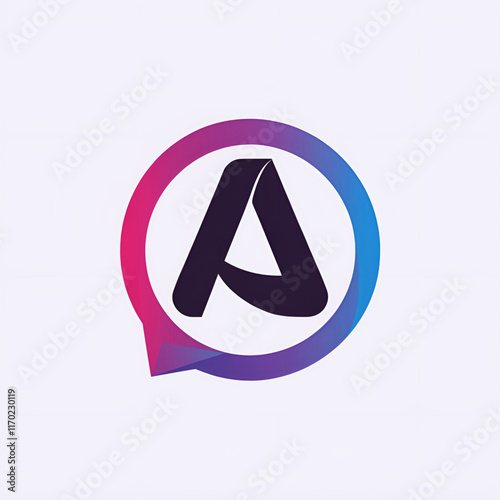 Creative letter a logo design, sleek purple letter in gradient circle on white background

