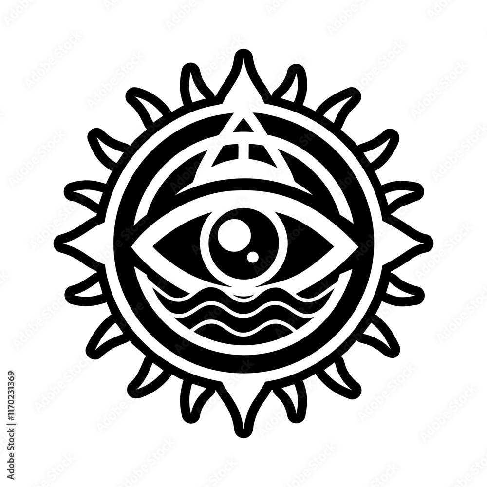 A filled style icon of eternal eye symbol A filled style icon of eternal eye symbol