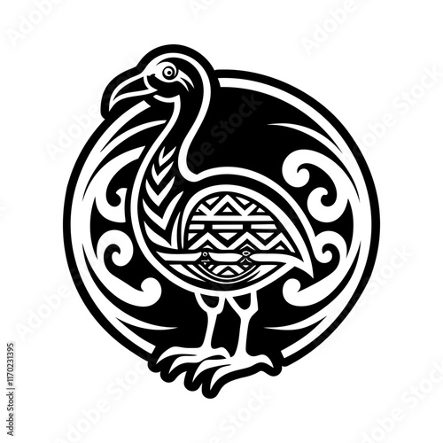 A solid style icon of extinct bird symbol