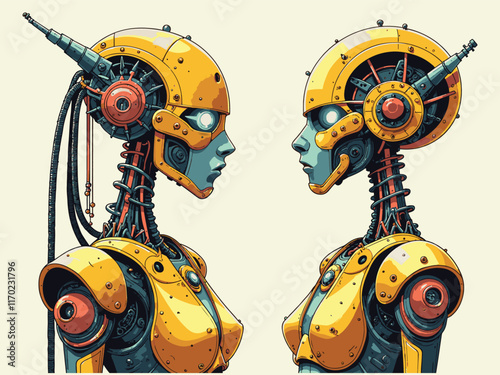 A steampunk robot with intricate 