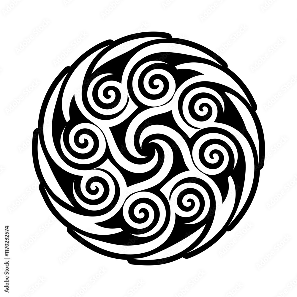 A filled style icon of spiral symbol A filled style icon of spiral symbol