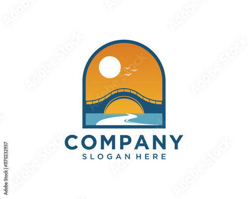 River bridge sunset logo