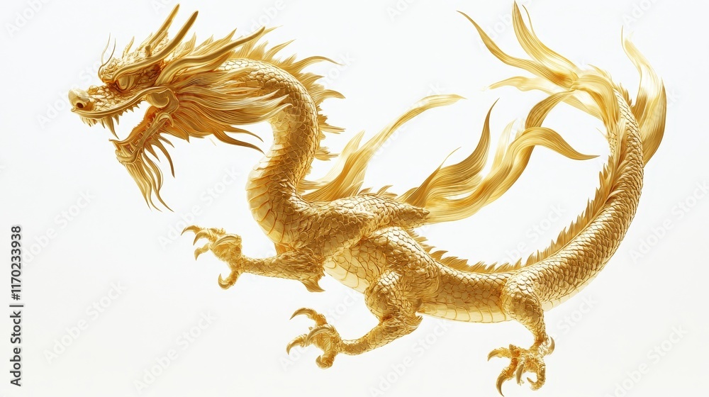 Golden Dragon on white background. dragon Golden Dragon on white background. dragon