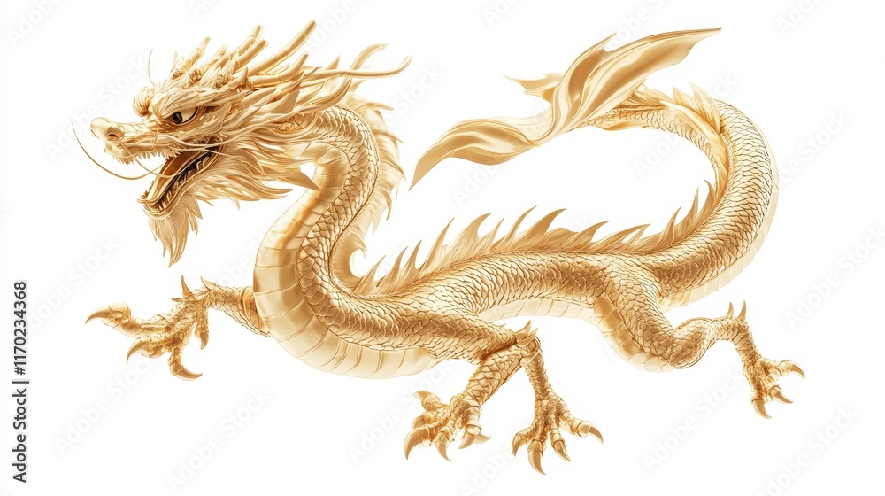 Fototapeta premium A golden dragon. golden dragon on white background